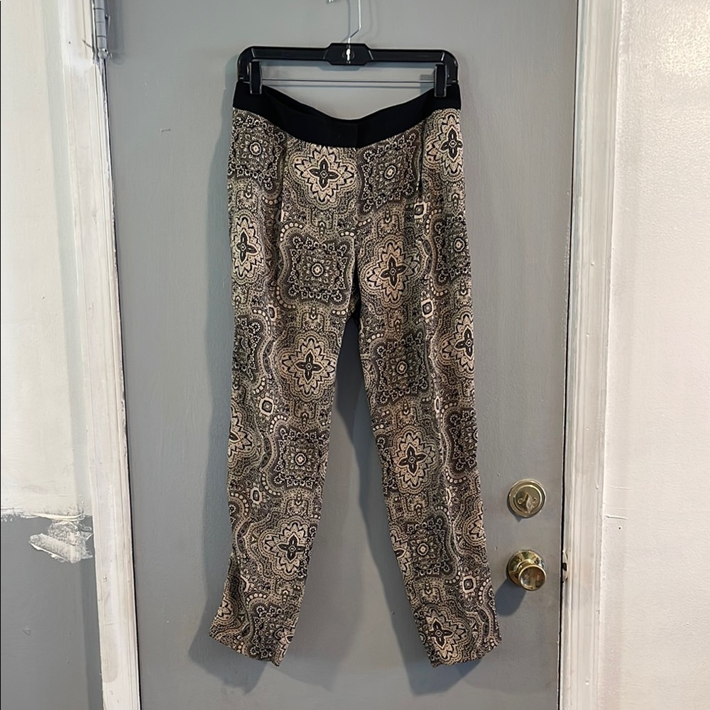 Max Mara Weekend‎ Womens Pants Beige Black Paisley Dress Trousers Size 8